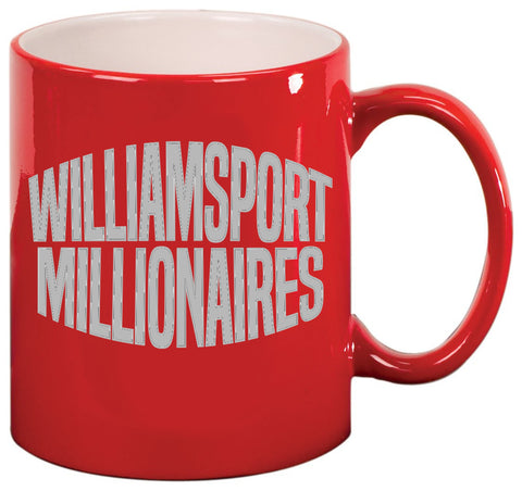 Williamsport Millionaires 11 oz. Red Ceramic Round LazerMug