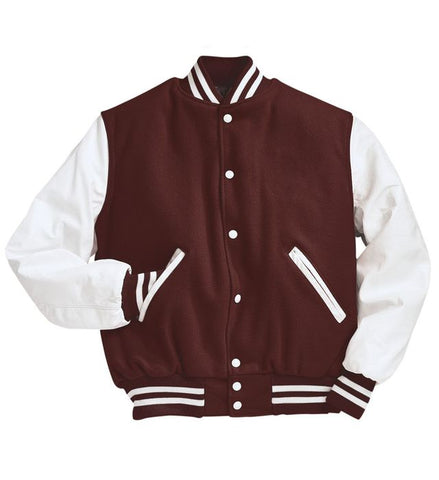 Holloway Wool Varsity Jacket w/ Leather Sleeves (U Zipper hides embroidery)