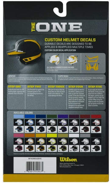 Wilson Custom Helmet Decals – Yellow