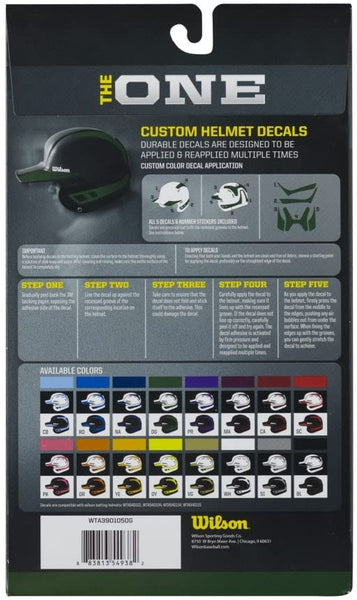 Wilson Custom Helmet Decals – Dark Green