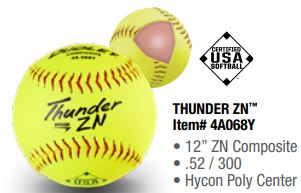 Dudley 4A068Y 12" Thunder ZN USASB SP Softball (.52 / 300)