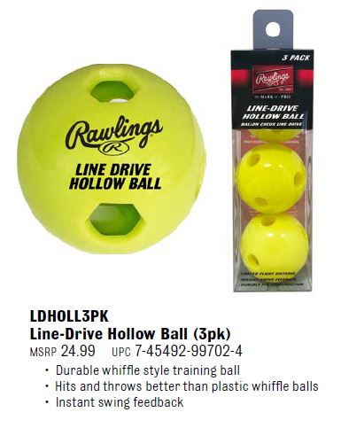 Rawlings Line-Drive Hollow Ball (3pk)