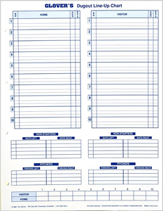 Glover's Dugout Line-Up Chart (30 ea.)