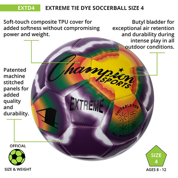 Champion Sports Extreme Tie Dye Soccer Ball